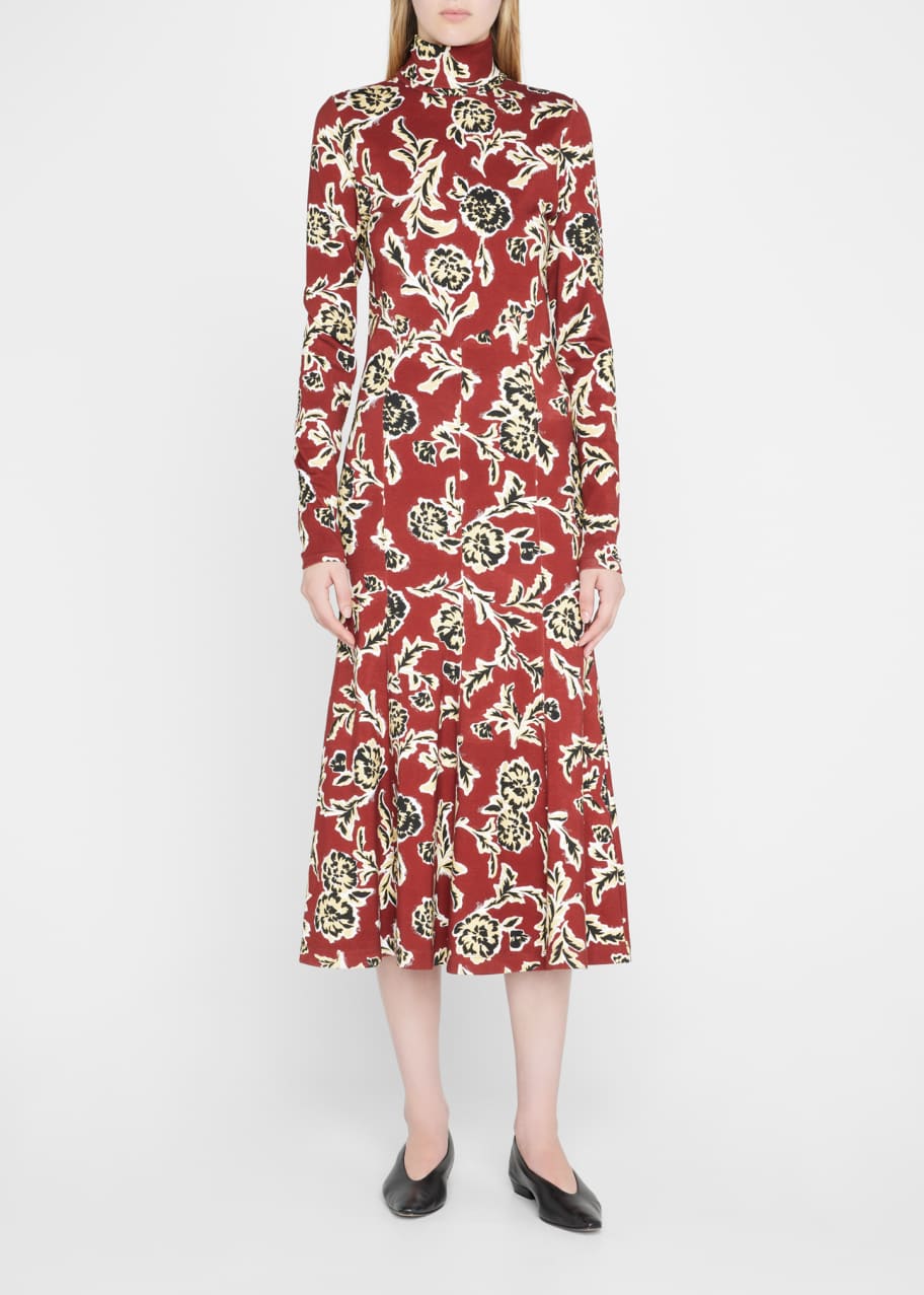 Tanya Taylor Thea Turtleneck Floral Midi Dress Bergdorf Goodman