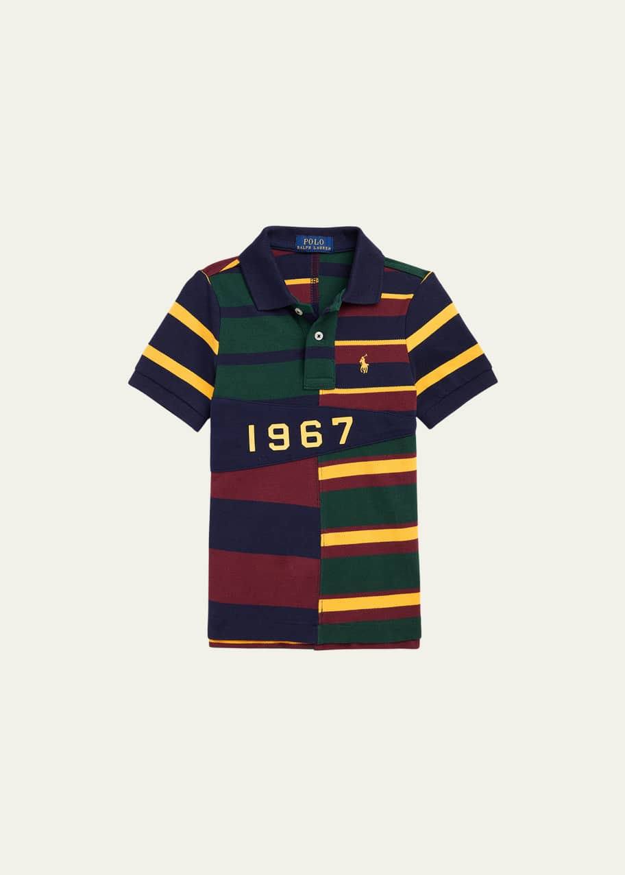 Striped cotton mesh polo shirt online