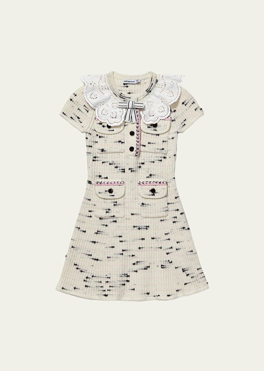 Self-Portrait Girl's Ivory Lace Collar Knit Dress, Size 3-12 - Bergdorf  Goodman