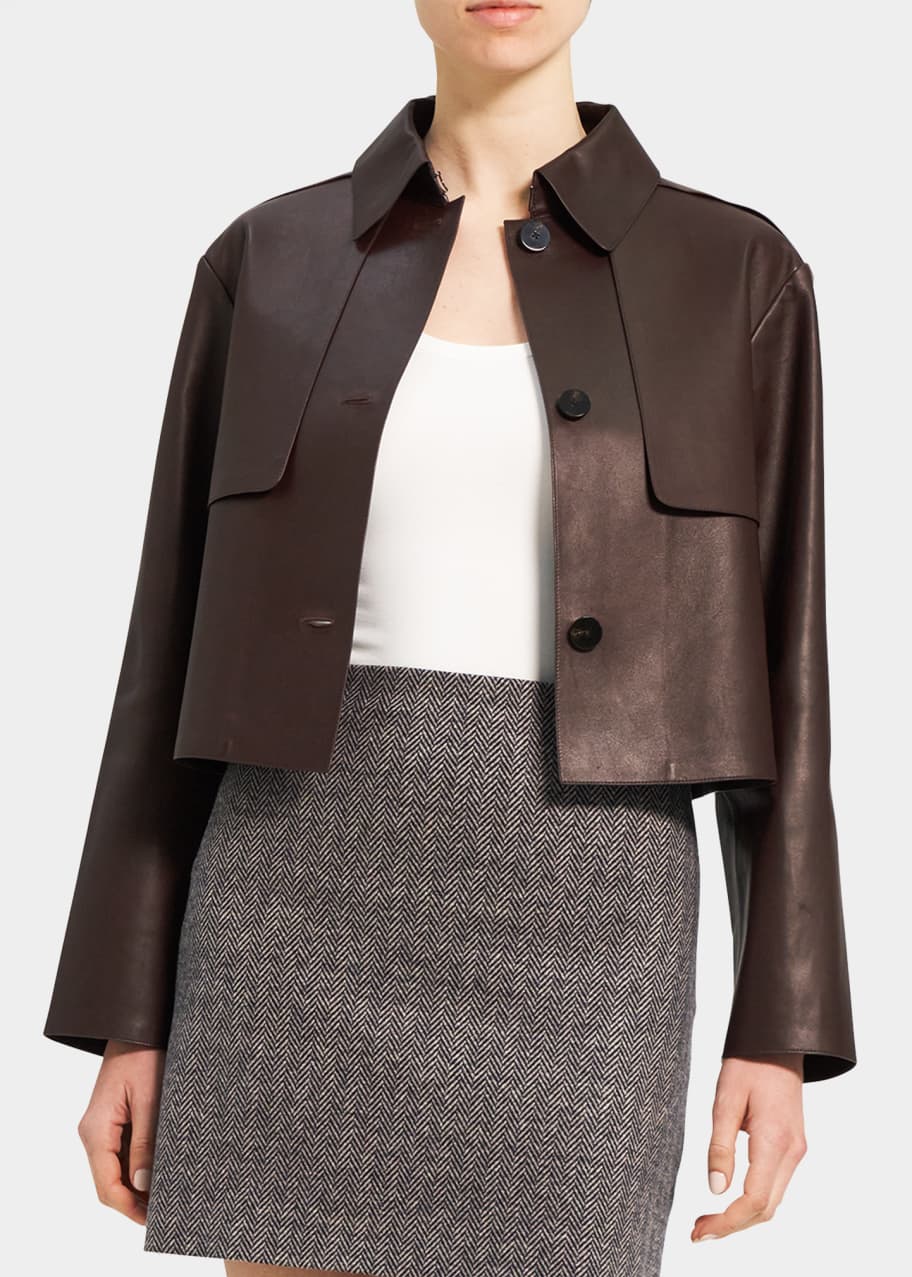 Theory Cropped Leather Trench Coat Bergdorf Goodman