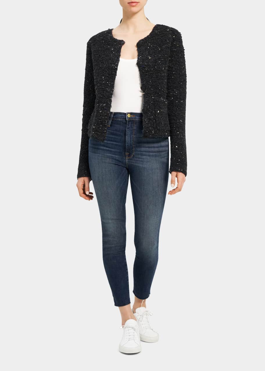 Image 1 of 1: Multicolor Boucle Tweed Cardigan