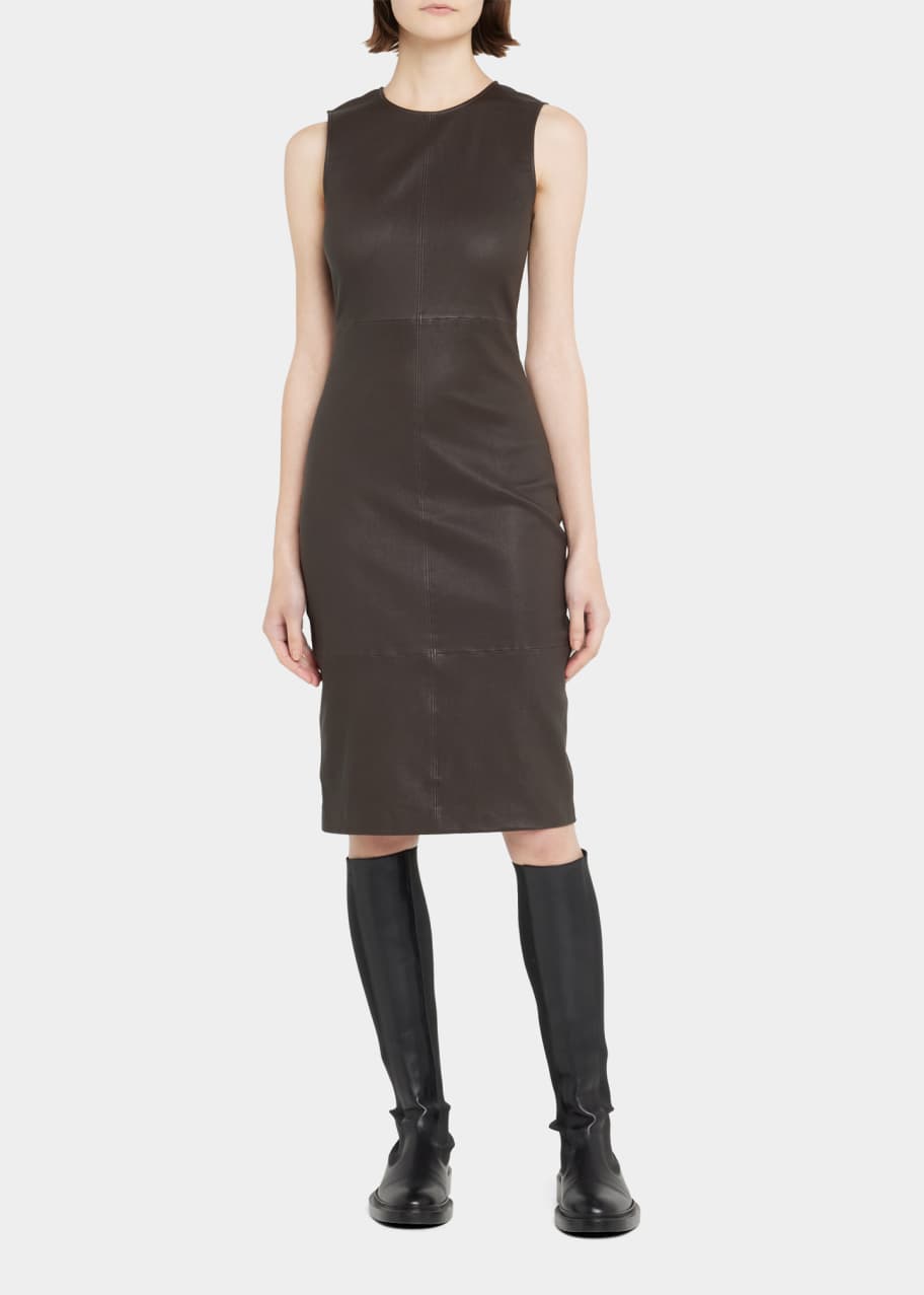 Theory black leather hotsell dress