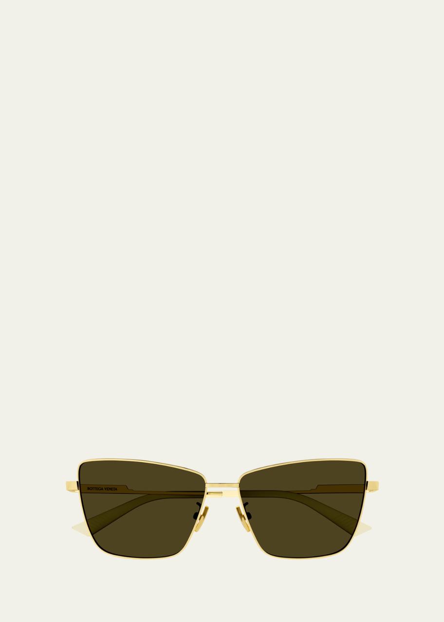Bottega Veneta Rectangle Metal Sunglasses BOTTEGA VENETA EYEWEAR Rectangle-frame silver- and gold-tone  main image 4