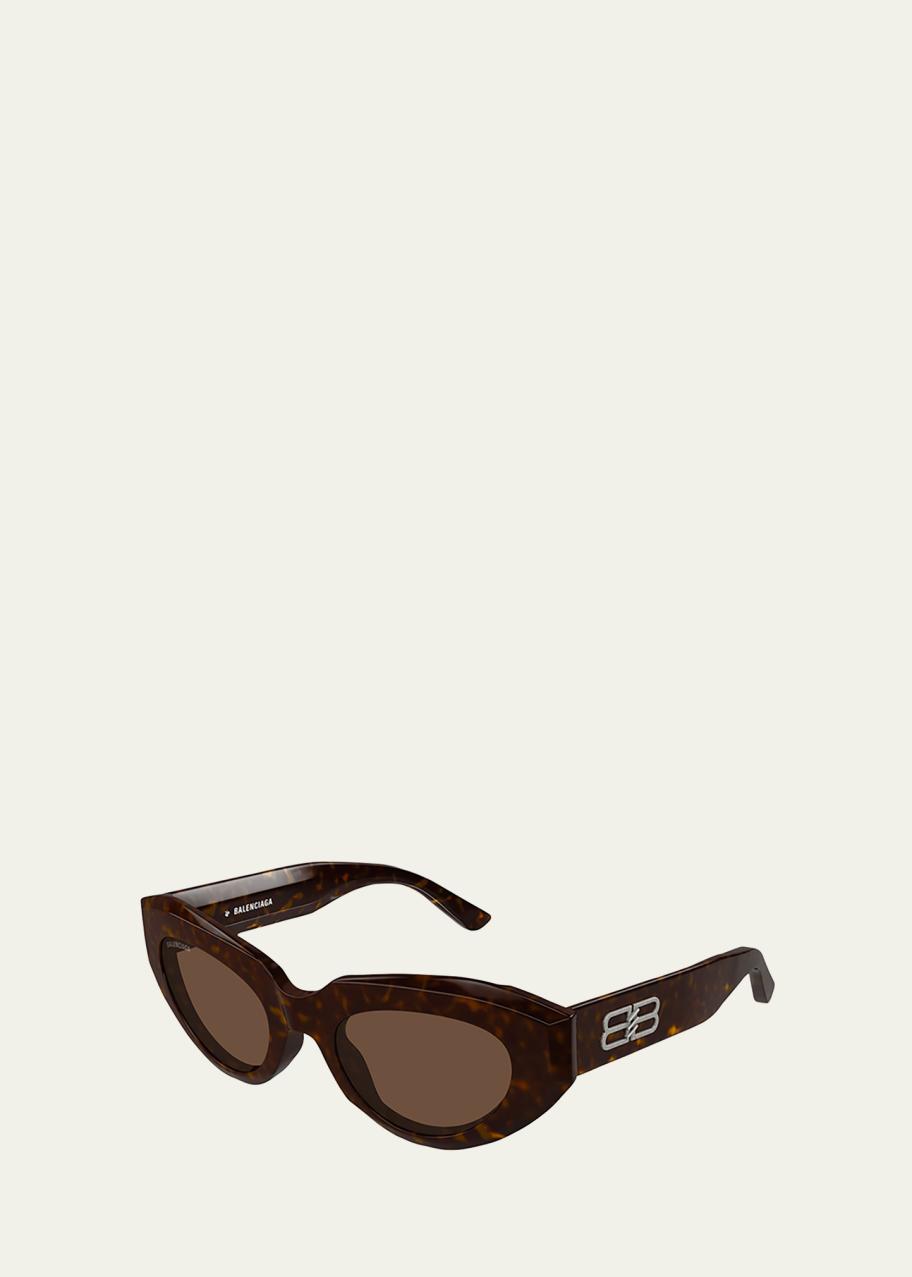 Balenciaga Logo Tortoiseshell Acetate Cat-Eye Sunglasses  display picture 1
