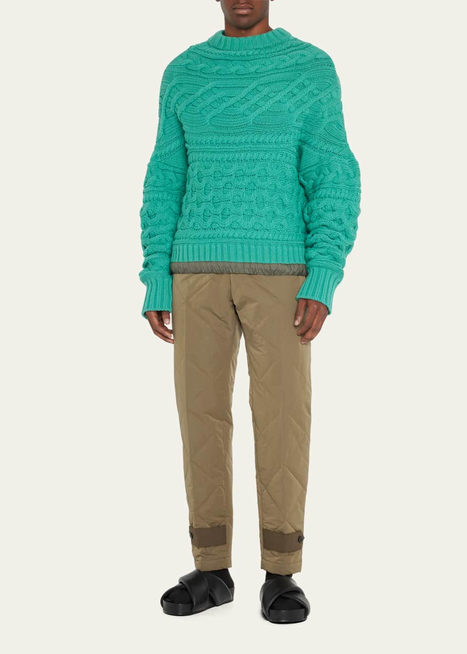 Men's Horizontal Cable-Knit Sweater