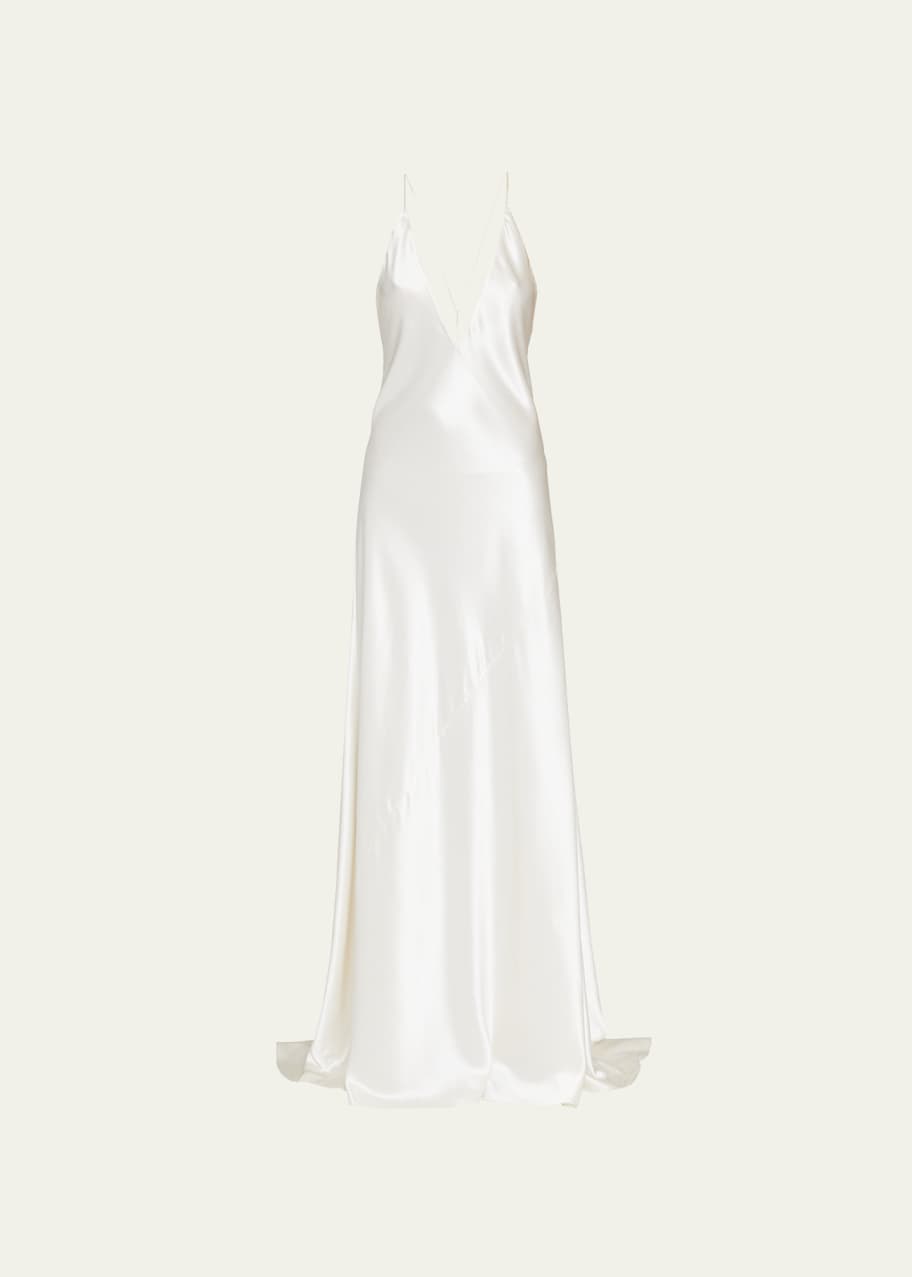 slim fit dress slacks Serita Silk Gown in Champagne main image 1
