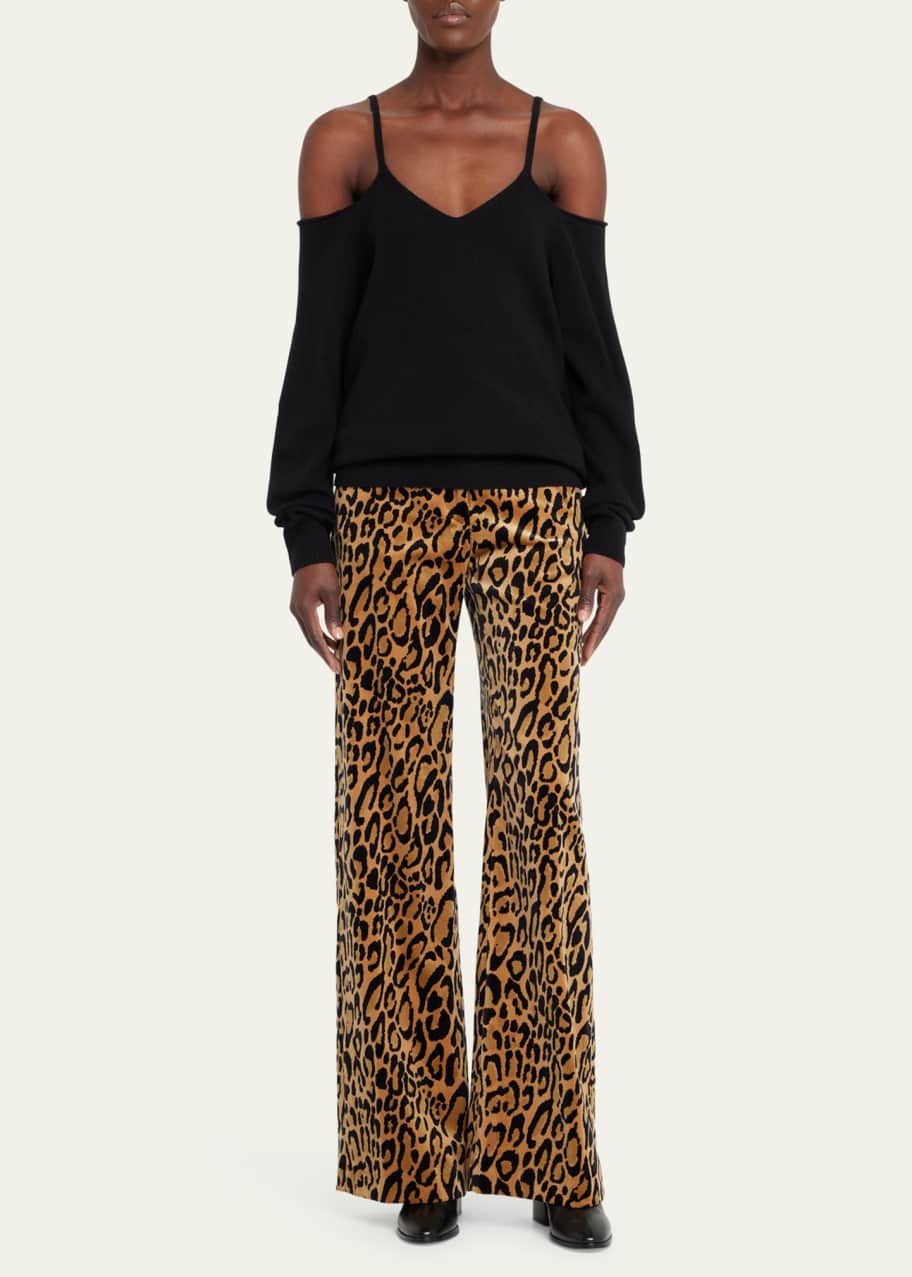 毎日が輝く【Dries Van Noten】Leopard-print wide-leg pants Leopard-print wide-leg pants in green - Dries Van Noten