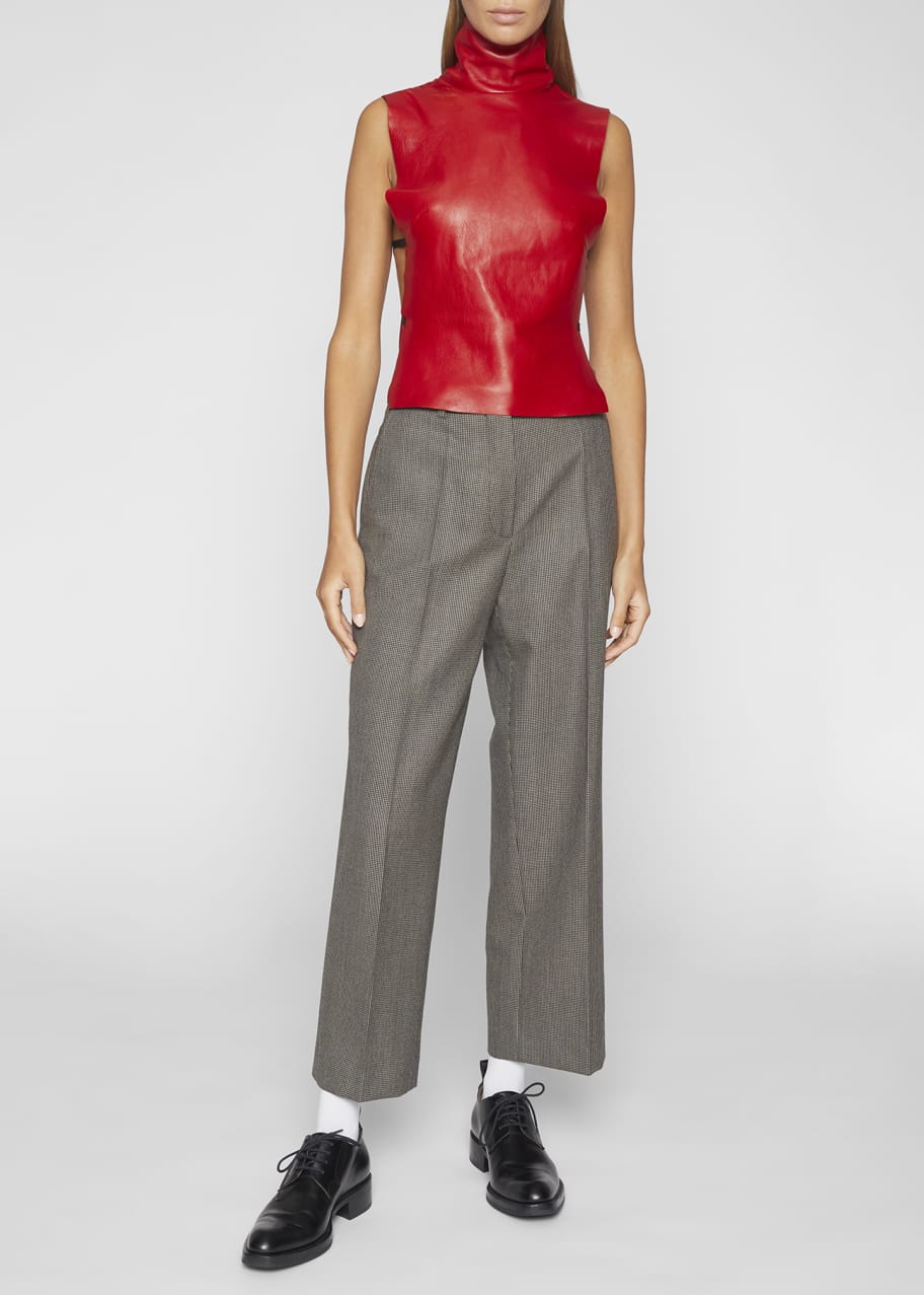 Dries Van Noten Larma Sleeveless Leather Mock Neck Top - Bergdorf