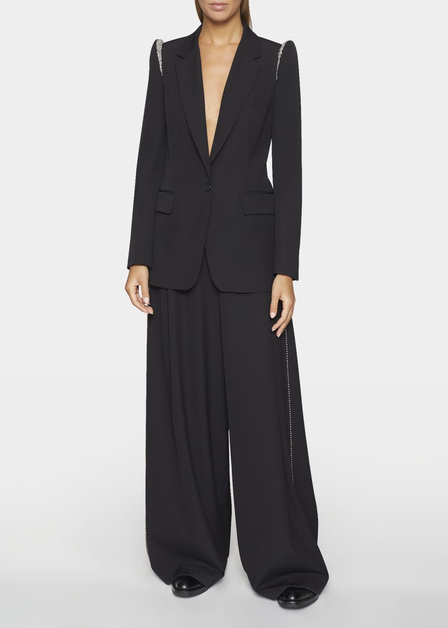 Dries Van Noten Beliz Crystal-Shoulder Single-Breasted
