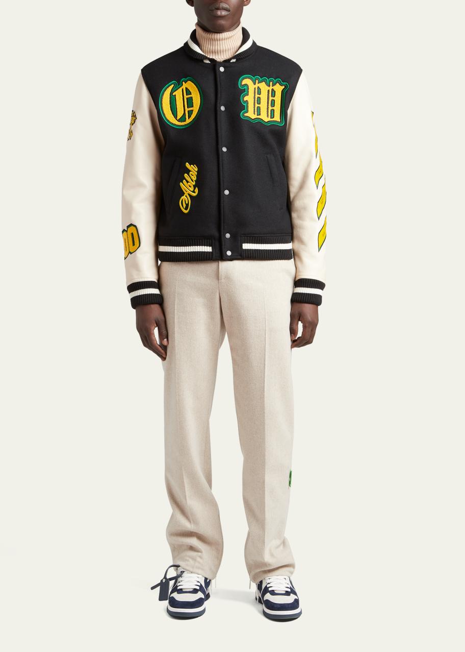 Off-White Men's Logo-Patch Varsity Jacket - Bergdorf Goodman