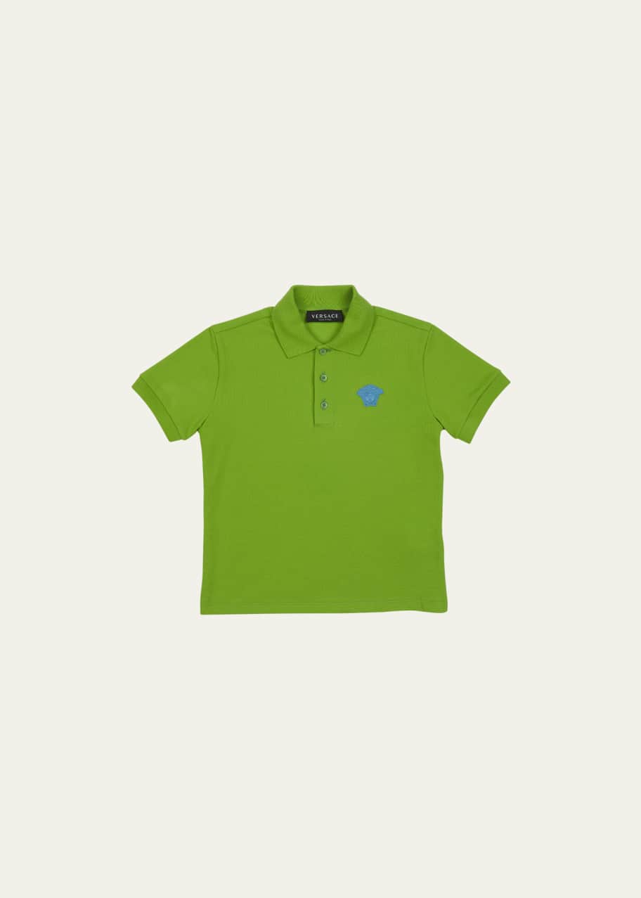 Versace Boy's Embroidered Medusa Head Polo Shirt, Size 8-14