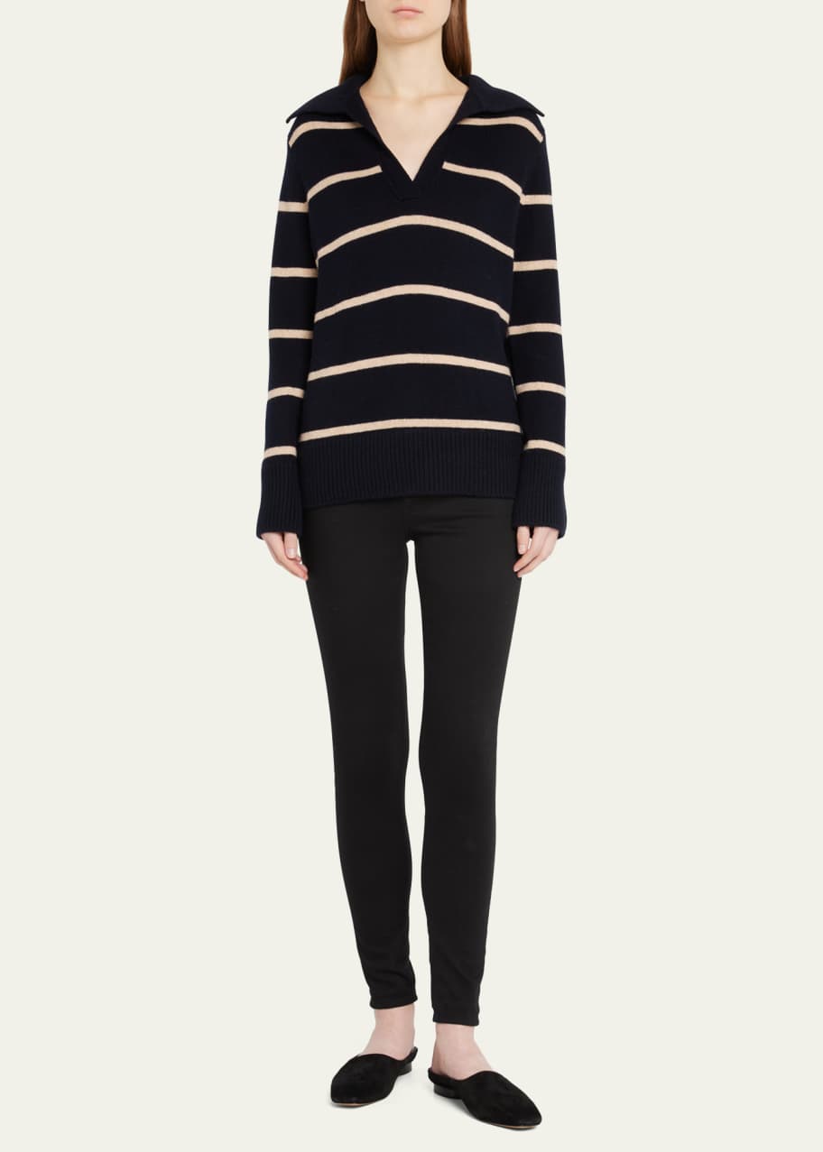 Vince JohnnyCollar Stripe WoolCashmere Sweater Bergdorf Goodman