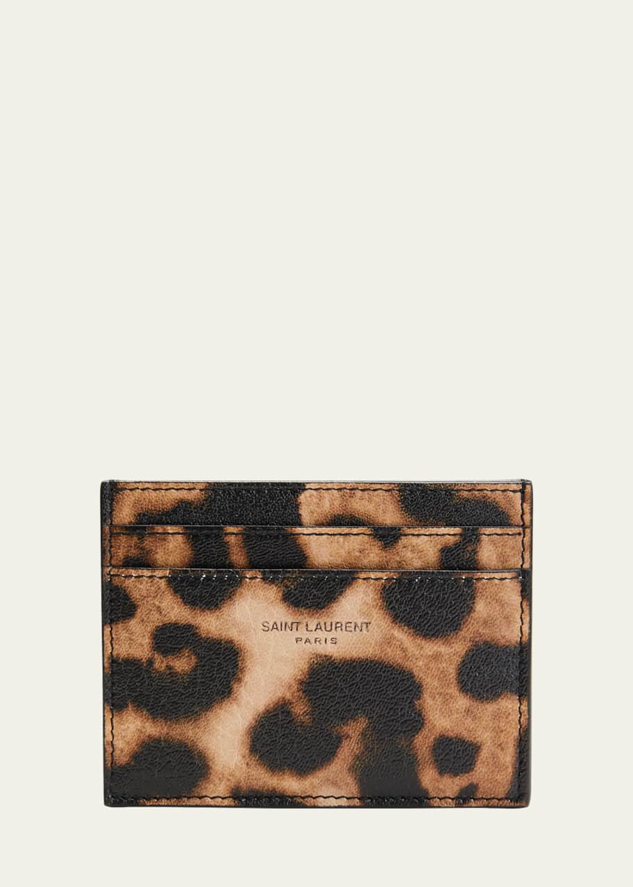 Saint Laurent Leopard Printed Lambskin Card Case - Bergdorf Goodman