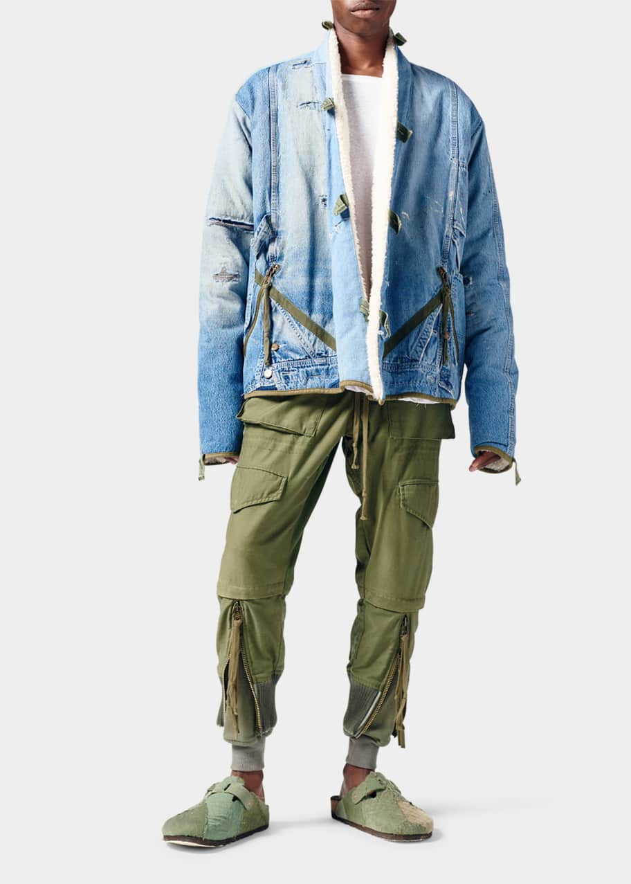 Greg Lauren Men's GL1 Denim Overall Sherpa-Lined Jacket - Bergdorf