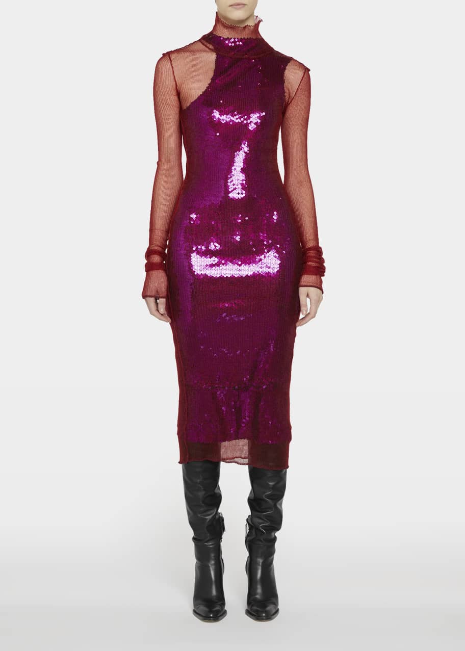 Victoria Beckham Sequin Cut Out Midi Dress - Bergdorf Goodman