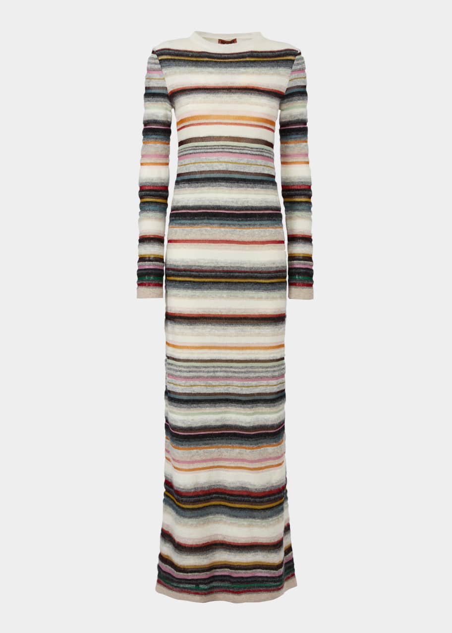 Missoni Stripe Long-Sleeve Wool Maxi Dress - Bergdorf Goodman