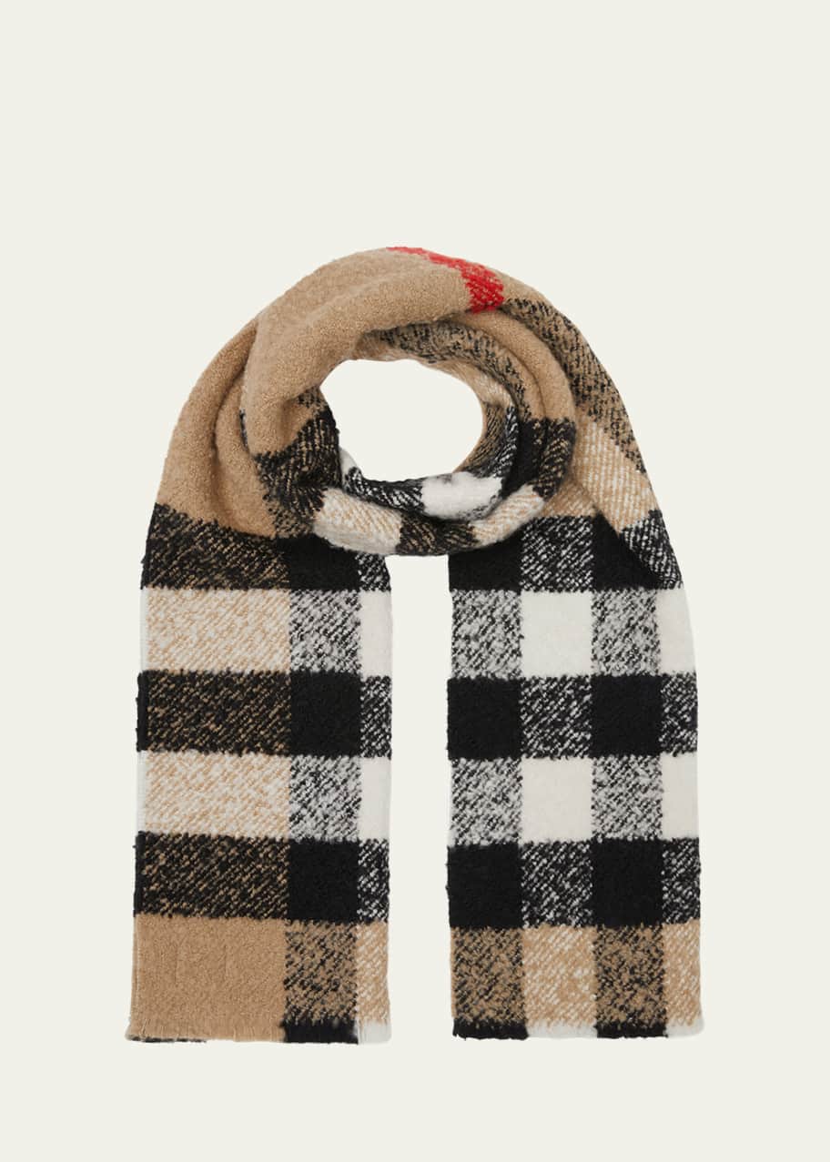 Burberry Boucle Half Mega Check Cashmere Blend Scarf Bergdorf
