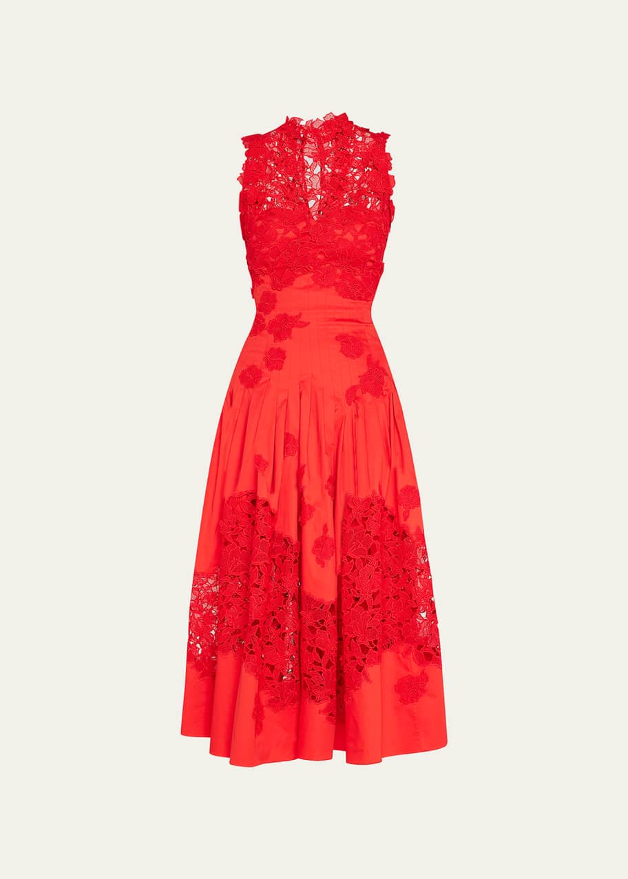 knee length dresses for ladies Self-Portrait Floral Lace Midi Dress