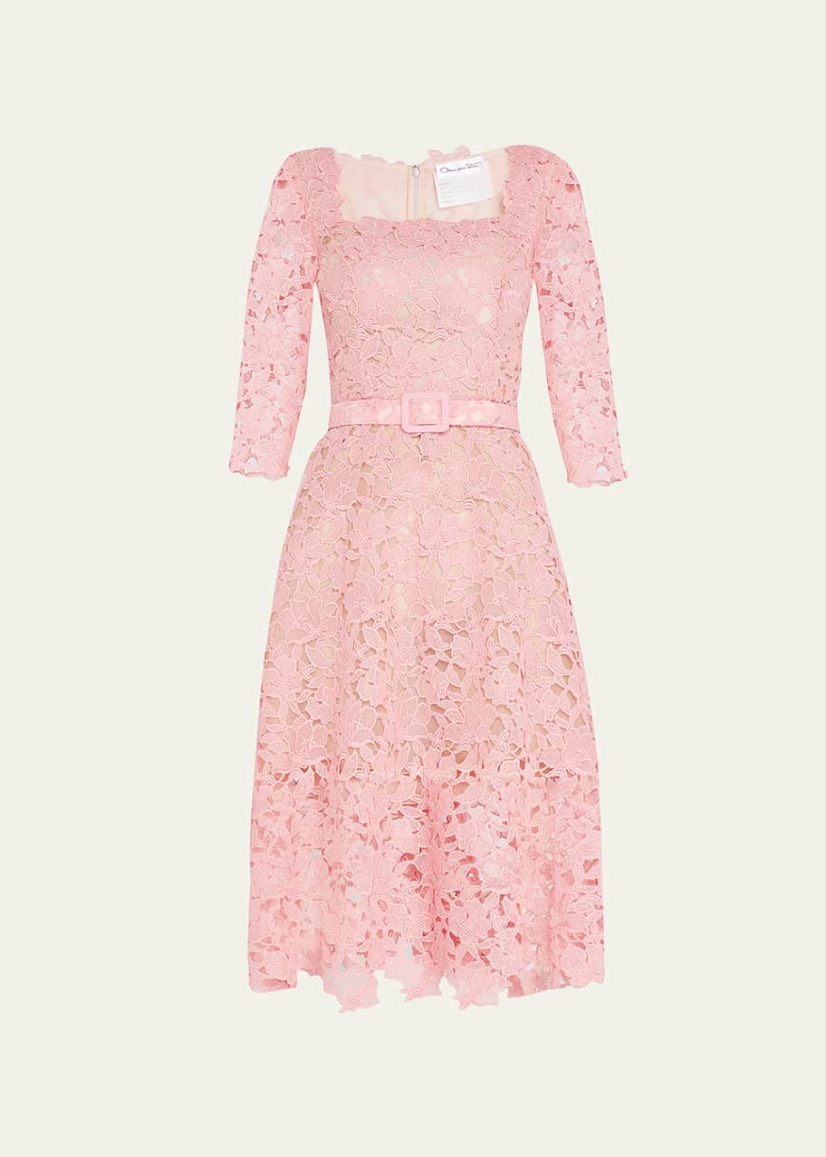Floral Guipure Lace Midi Dress