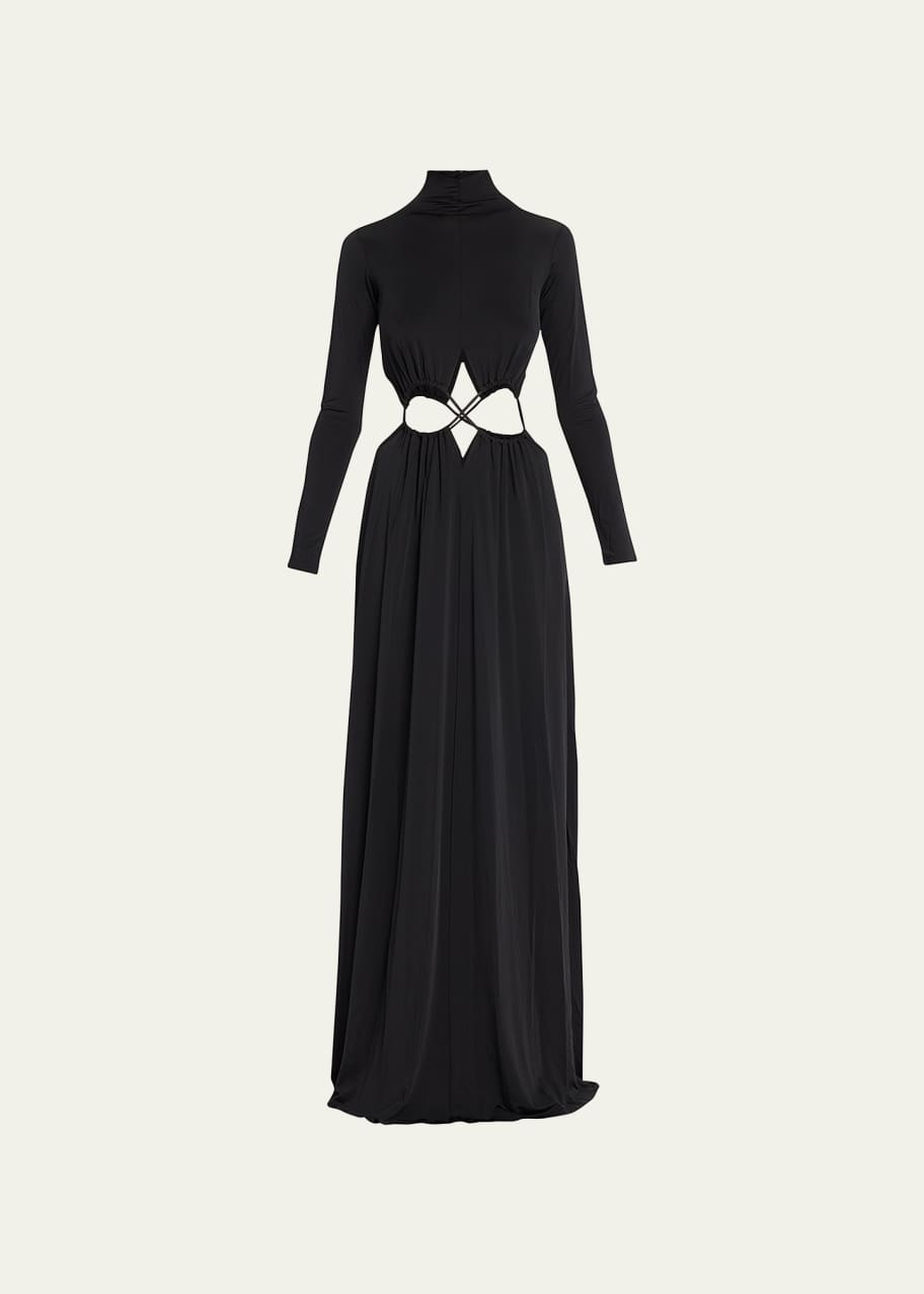 Cult Gaia Pippa Cutout-Waist Mock-Neck Jersey Gown - Bergdorf Goodman