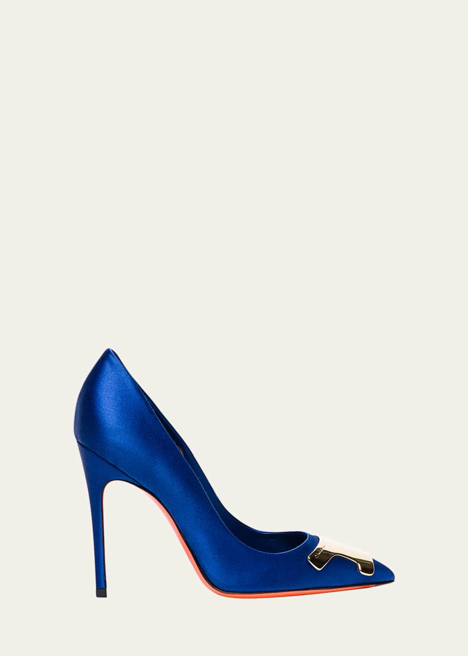 Image 1 of 1: Puff Satin Plaque Pumps