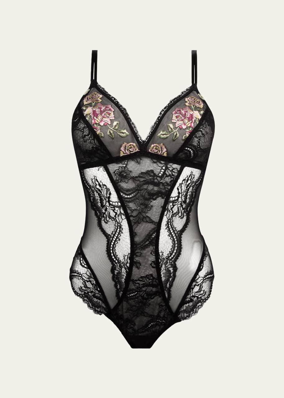Lise Charmel Wireless Floral Embroidered Lace Bodysuit   Bergdorf