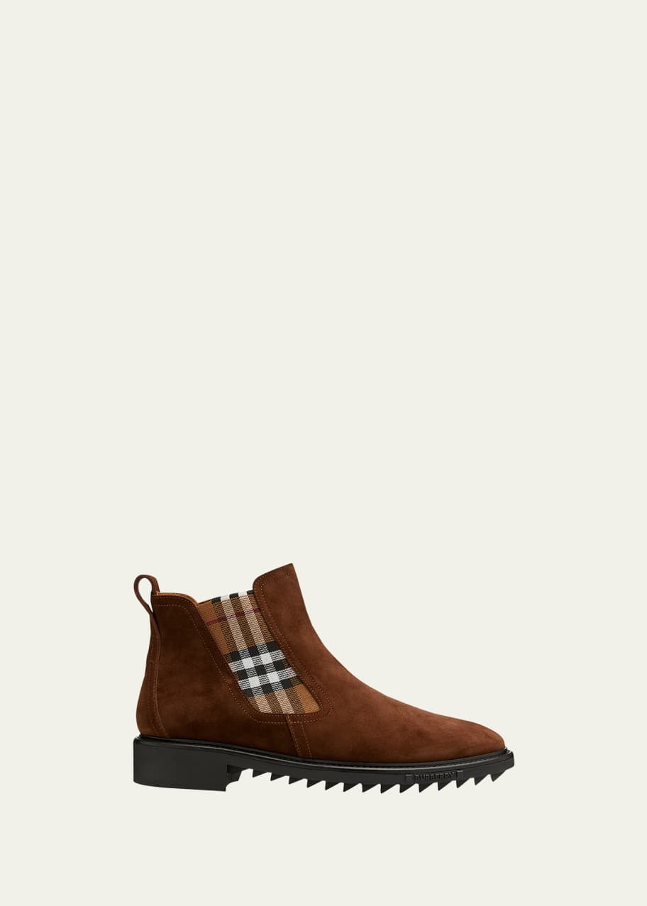 Burberry Men s Vintage Check Panel Suede Chelsea Boots Bergdorf