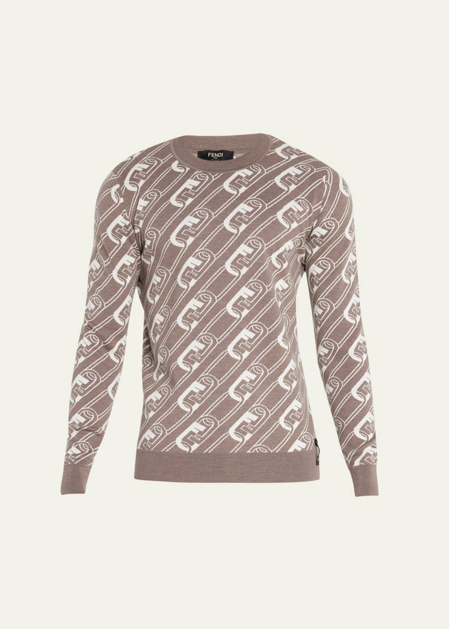 Fendi Men s O Lock Intarsia Wool Sweater Bergdorf Goodman