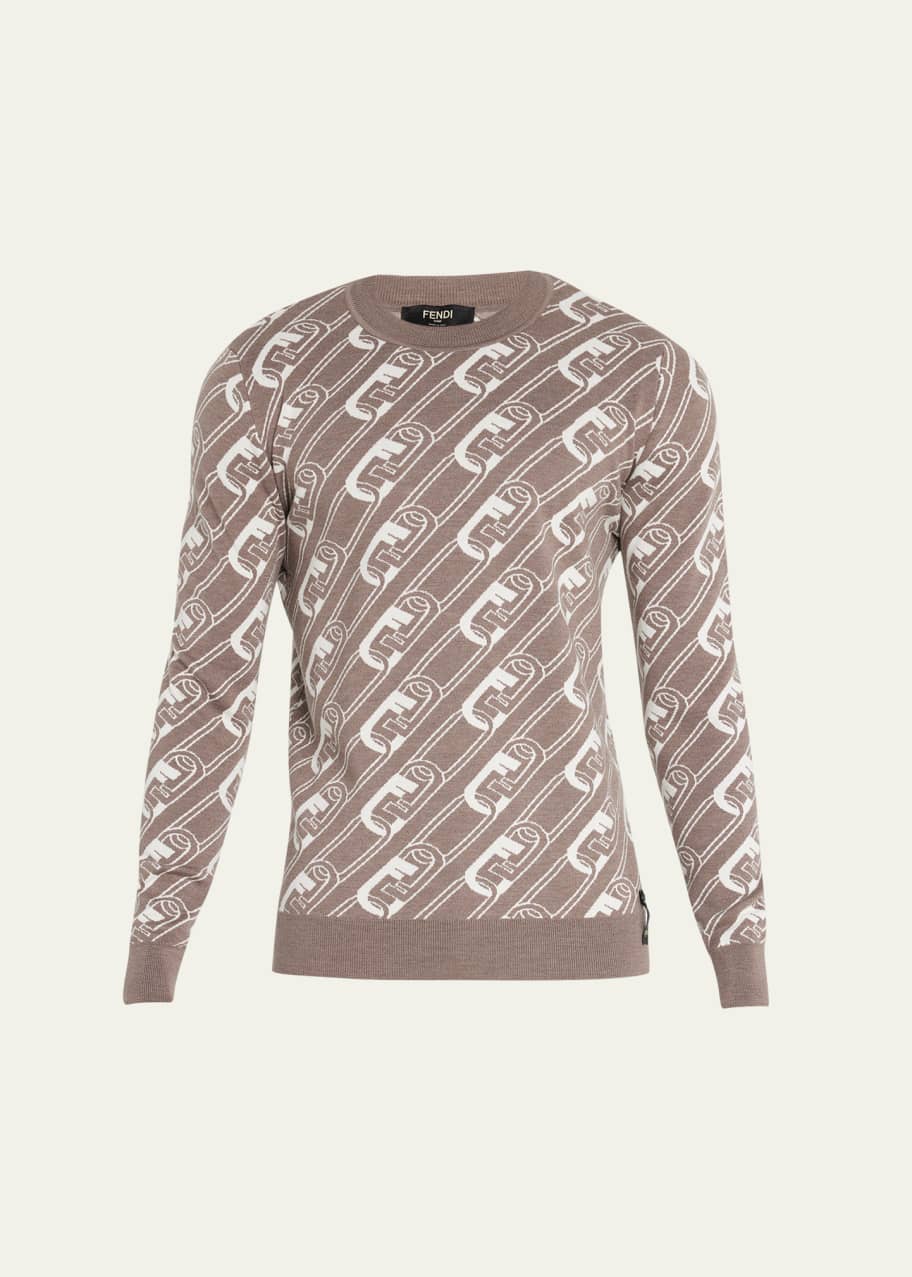 Fendi Wool Sweater with All Over Monogram