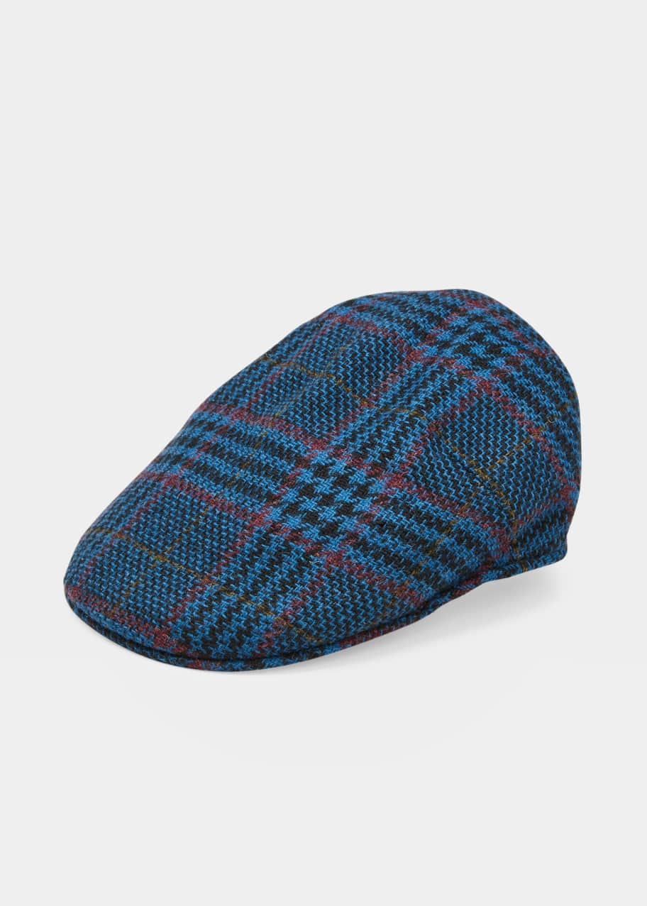 Borsalino Men s Glen Check Wool Flat Cap Bergdorf Goodman