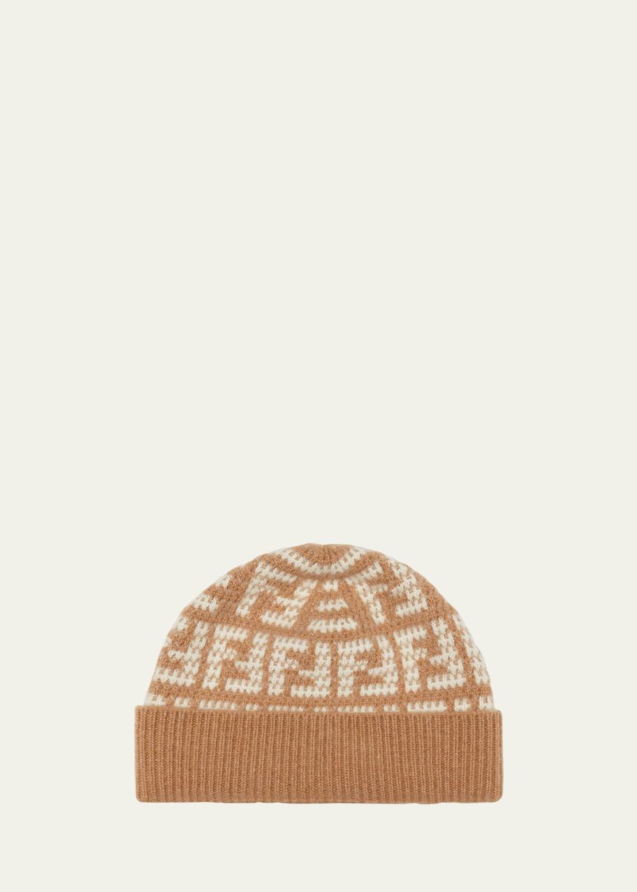 Fendi cashmere hat Fendi - Tobacco Wool & Cashmere FF Logo Hat | Mitchell Stores main image 4