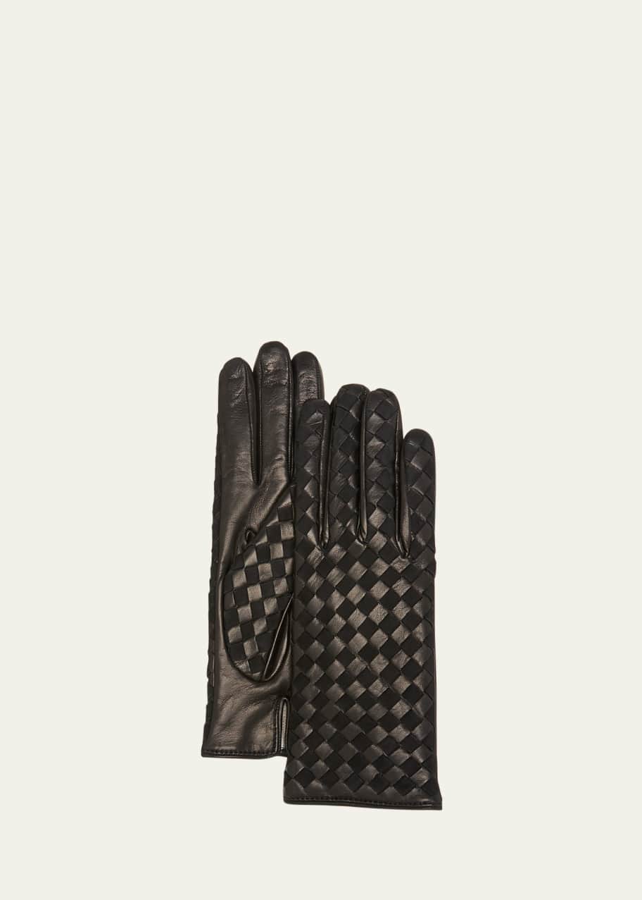 Image 1 of 1: Woven Cashmere-Leather Gloves