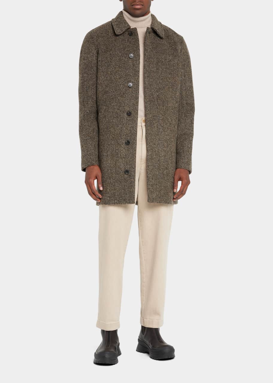A.P.C. Men's Pete Herringbone Balmacaan Coat - Bergdorf Goodman