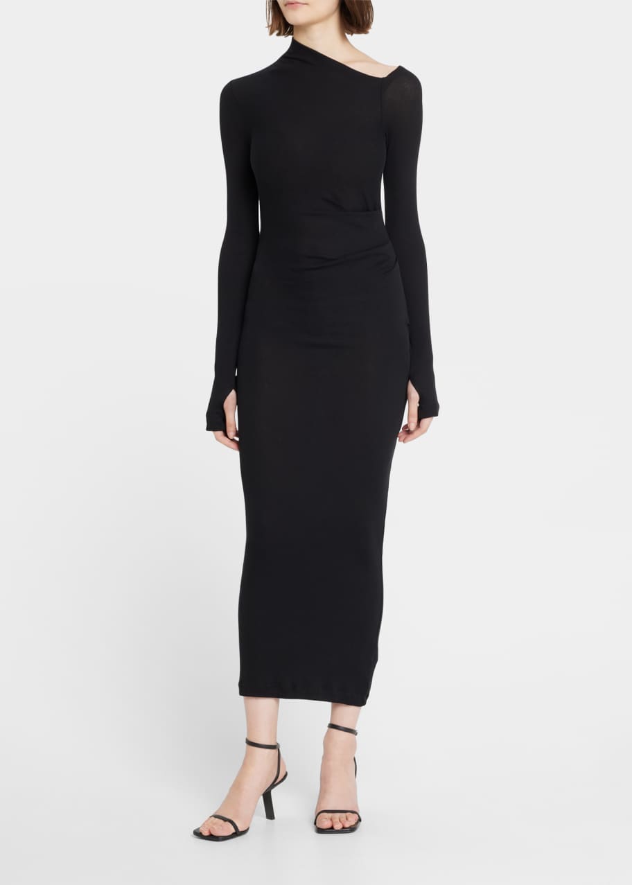 bodycon cinched dress Chic High Slit Glossy Cinched Bodycon Dress – Aclosy main image 0