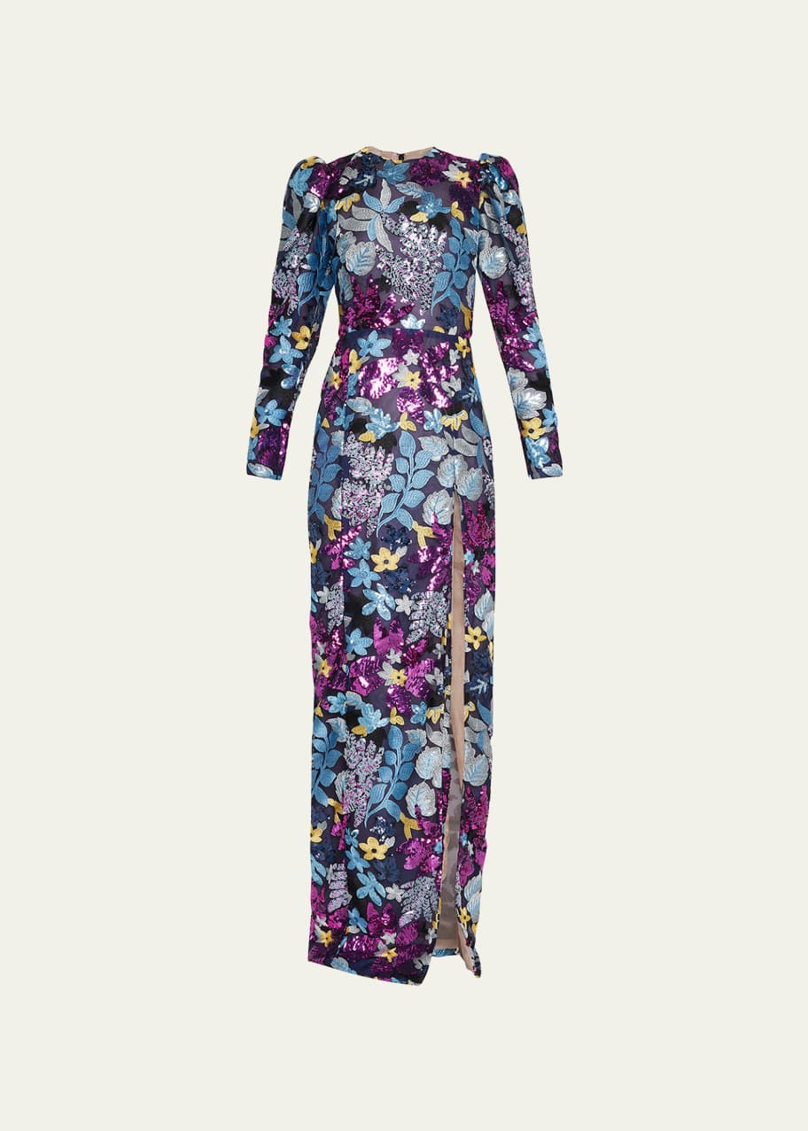 J. Mendel Floral-Embroidered Sequined Column Gown - Bergdorf Goodman