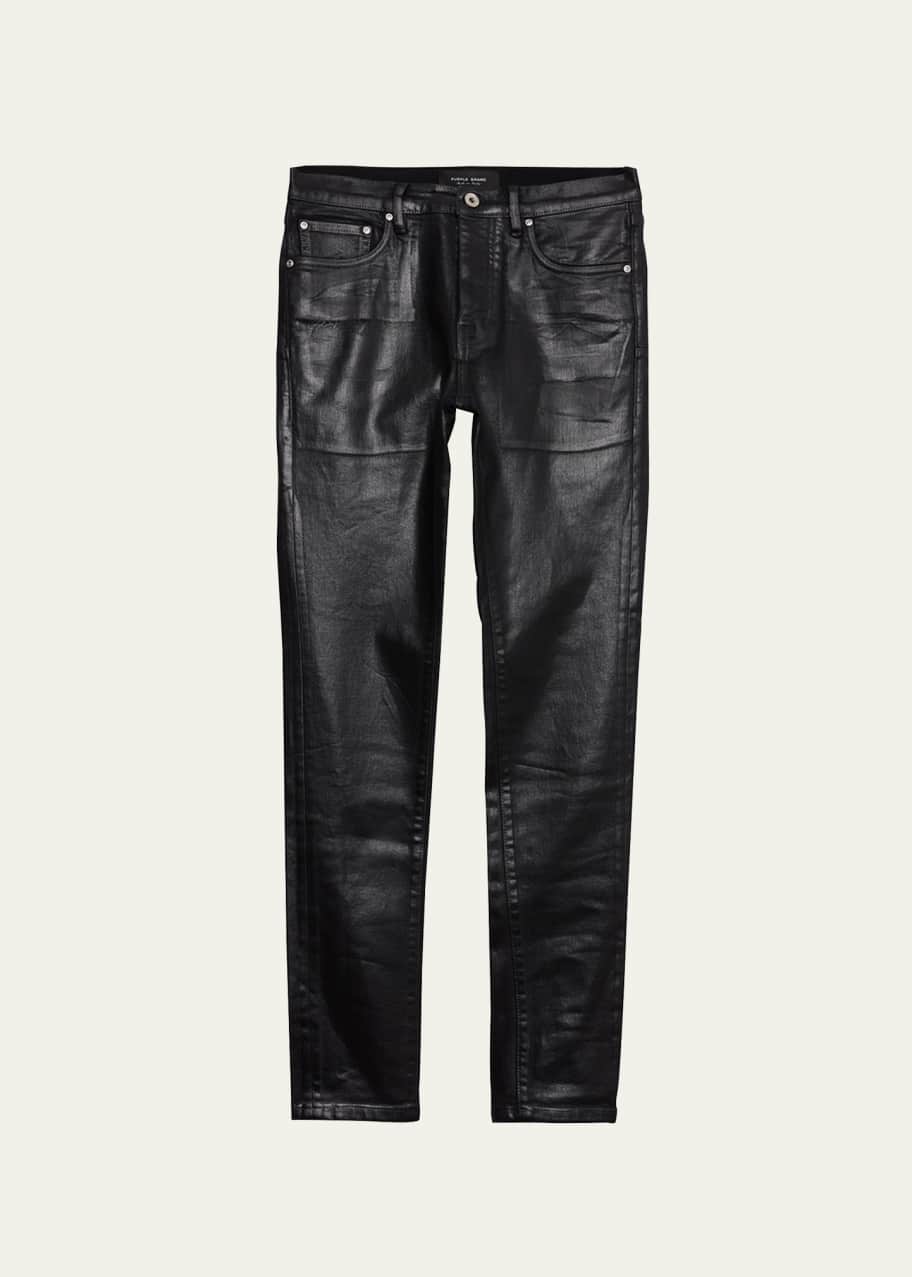 Mens leather skinny jeans deals