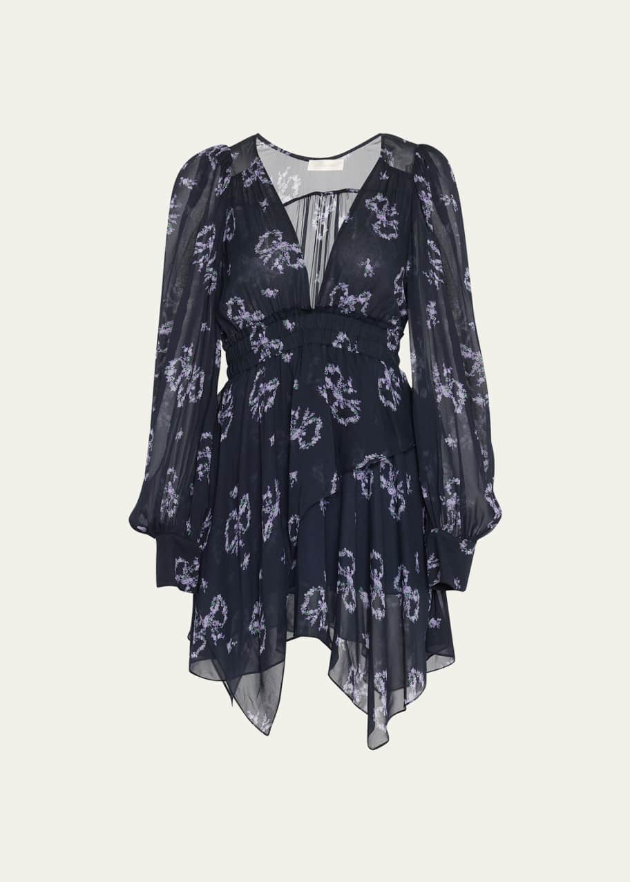 LoveShackFancy Zayden Floral Tiered-Ruffle Mini Dress - Bergdorf Goodman