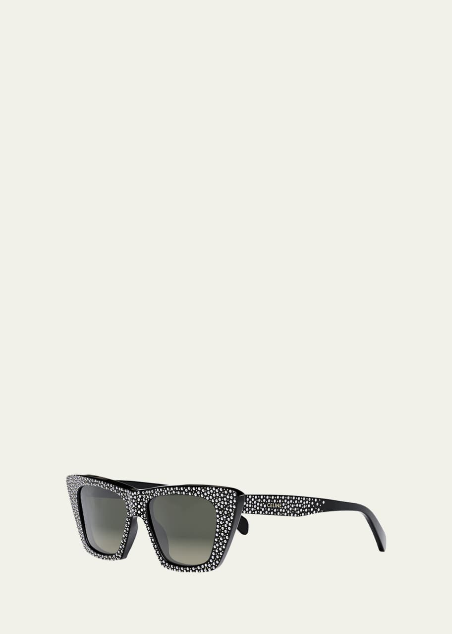 Crystal Embellished Acetate Cat Eye Sunglasses