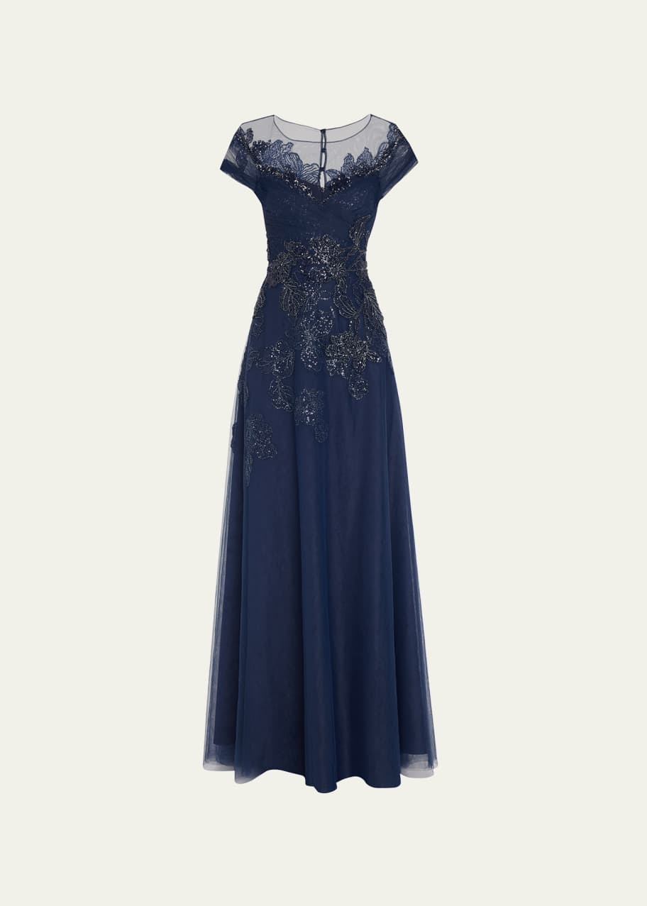 chinese dress ladies 3/4 Sleeve Lace and Tulle Fit And Flare Dress