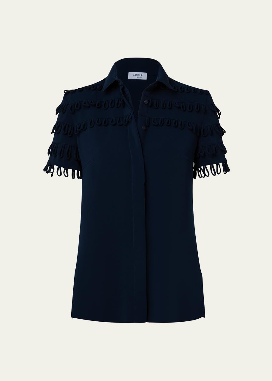 Akris punto Crepe Blouse w/ Intarsia Loop Detail - Bergdorf Goodman