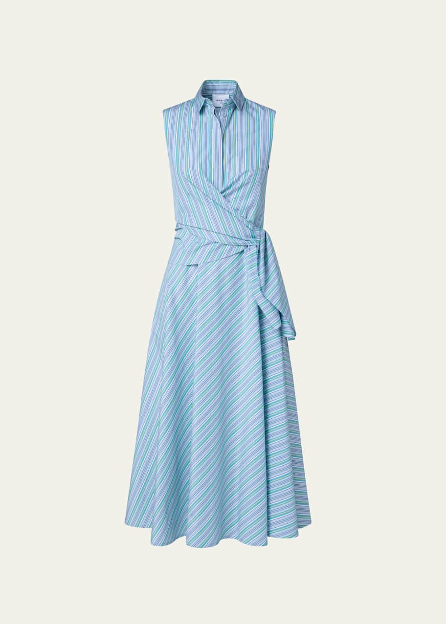 knee length dresses for ladies Brenda Stripe Wrap Dress main image 0
