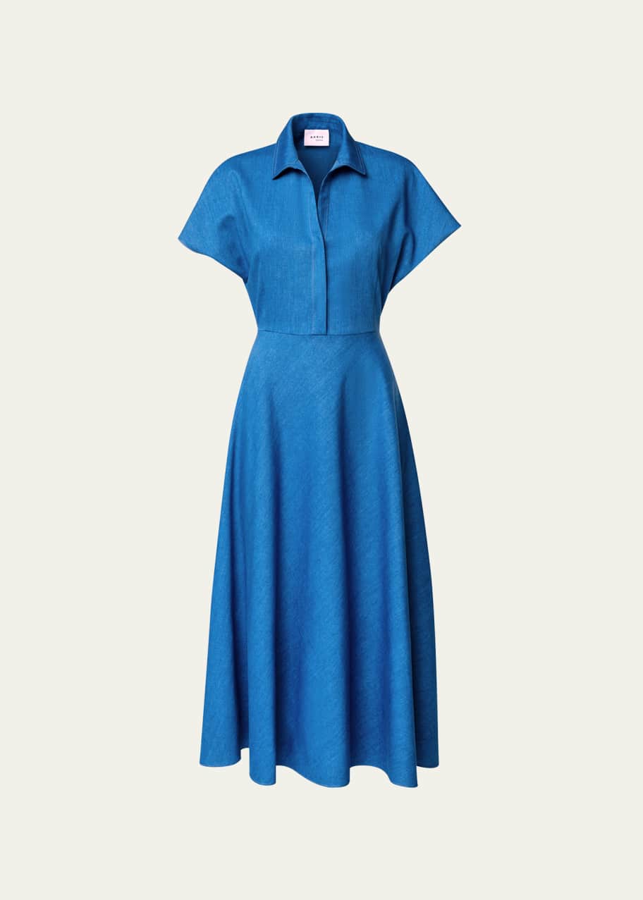 white christmas dresses Akris Denim Striped Dress Set sz 8 main image 0