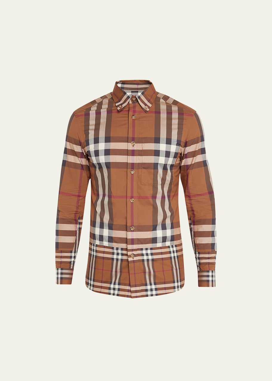 Burberry men's plaid shirt sales