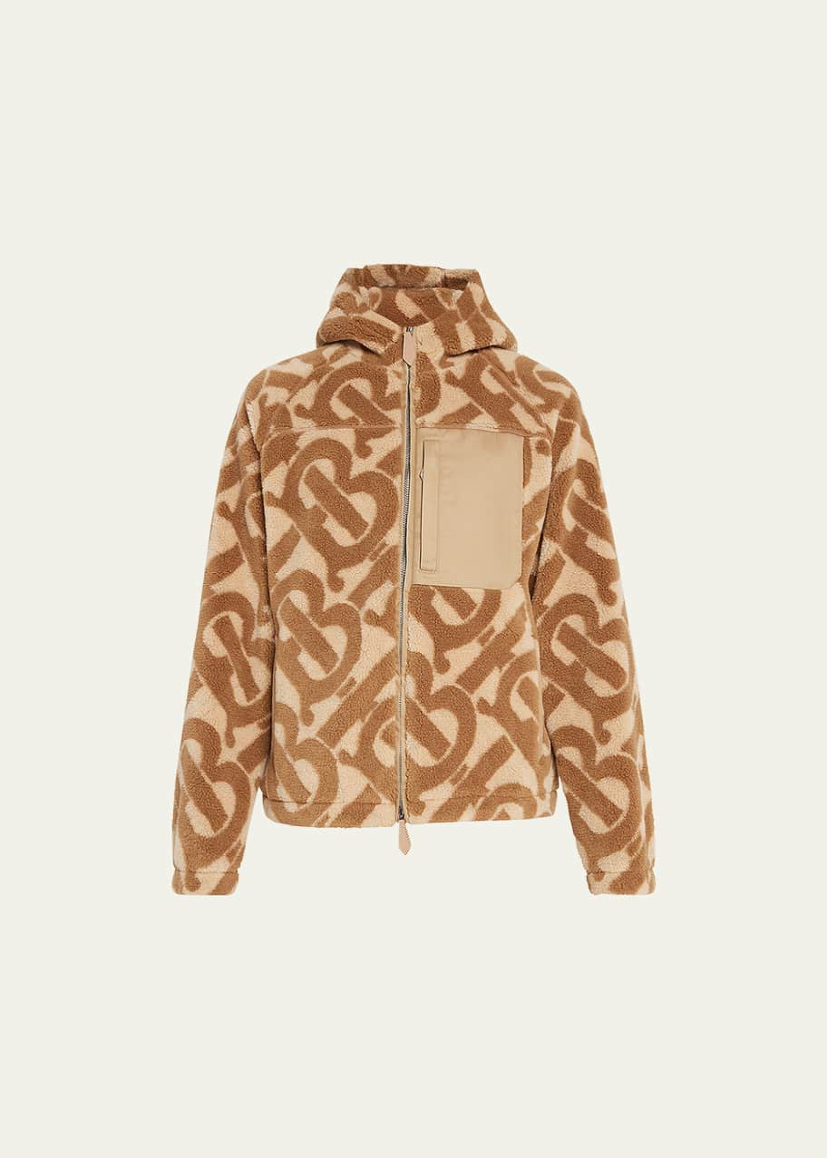 Burberry Monogram Jacquard Fleece Jacket in Brown for Men