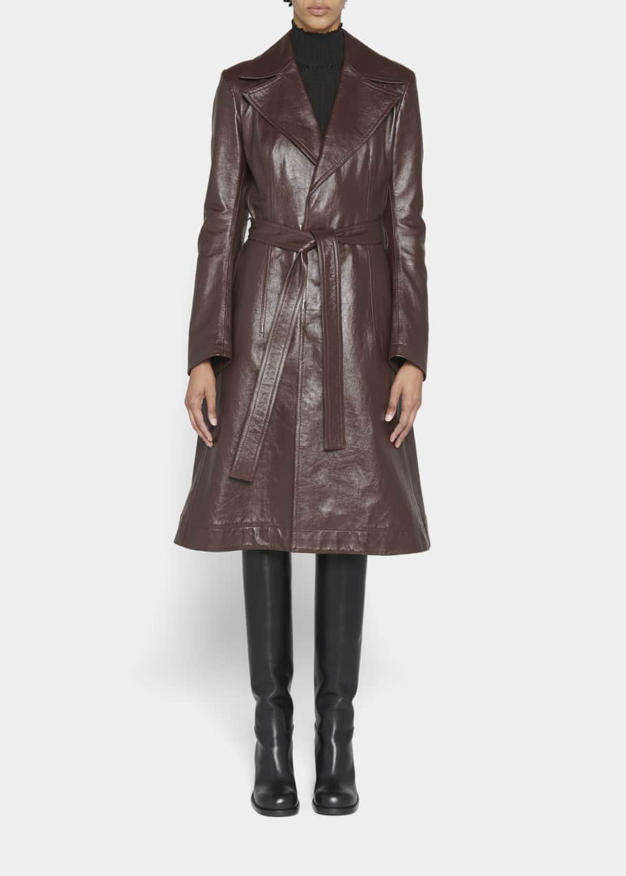 【BOTTEGA VENETA】Belted Trench Coat/追跡可能/全国送料無料 Bottega Veneta Leather Belted Mid Trench Coat - Bergdorf Goodman