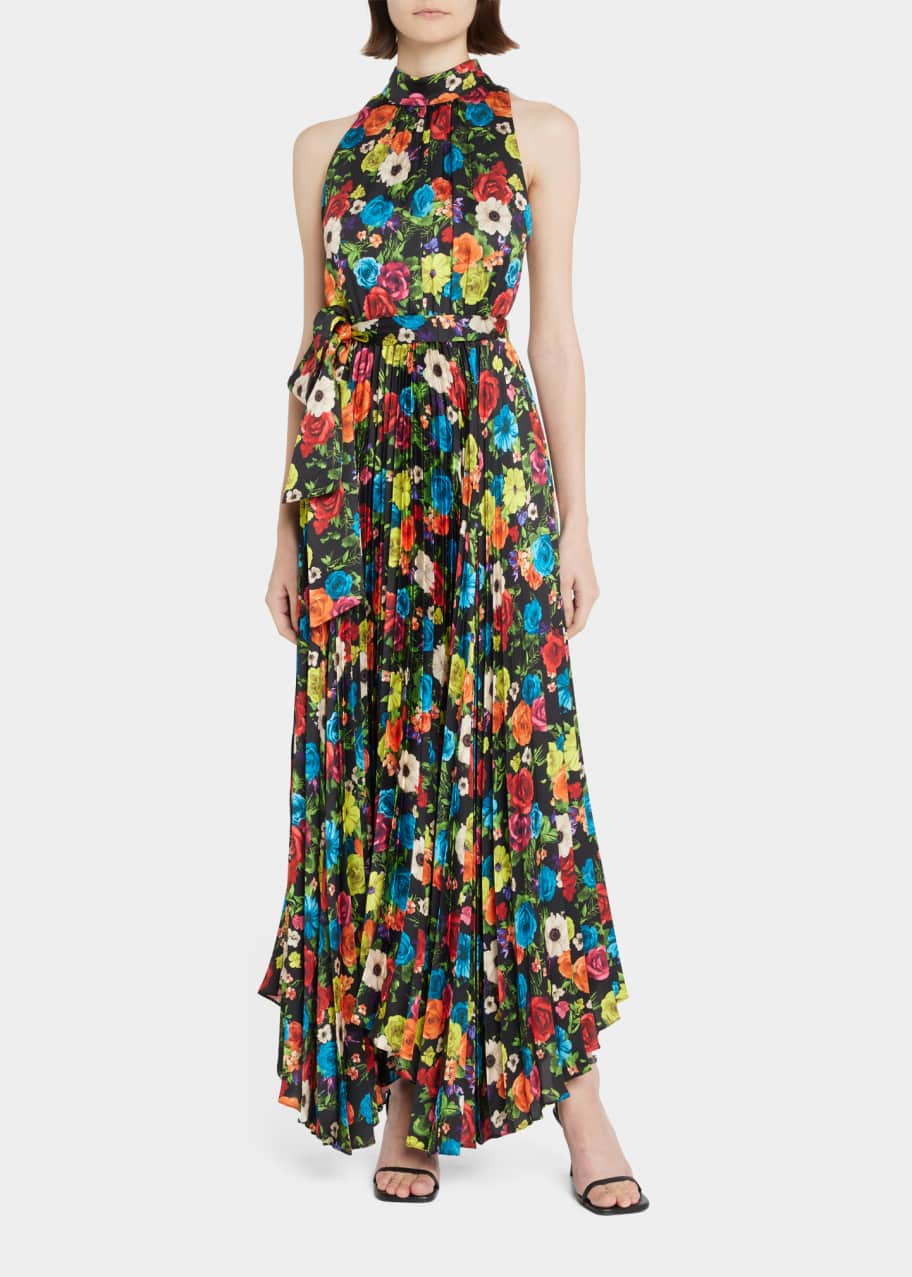 ALICE + OLIVIA Mertie Mock-Neck Pleated Maxi Dress - Bergdorf Goodman