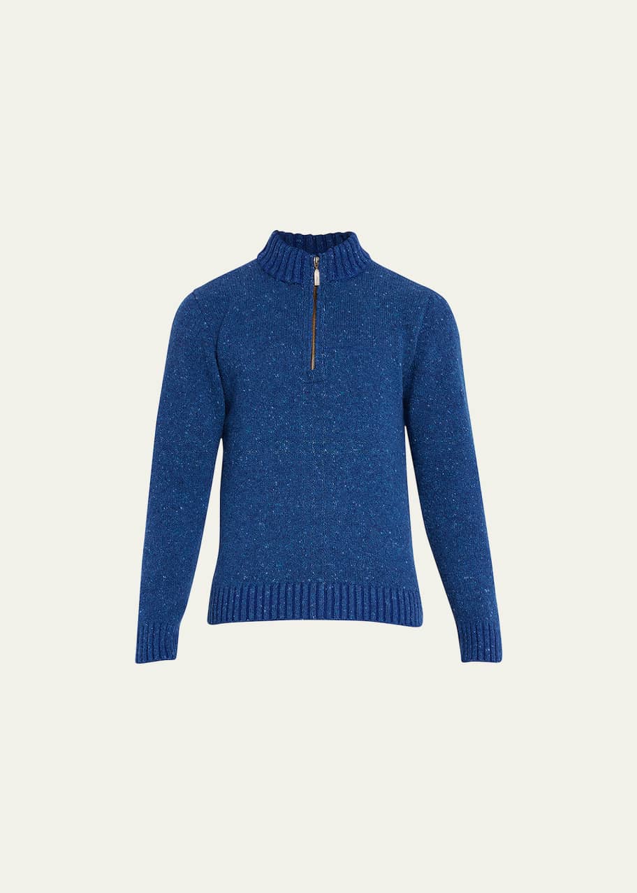 Image 1 of 1: Men's Wool-Cashmere Half-Zip Sweater