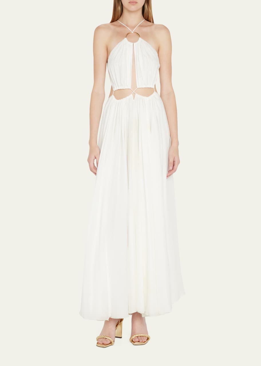 Aphrodite Halter Cutout Silk Gown
