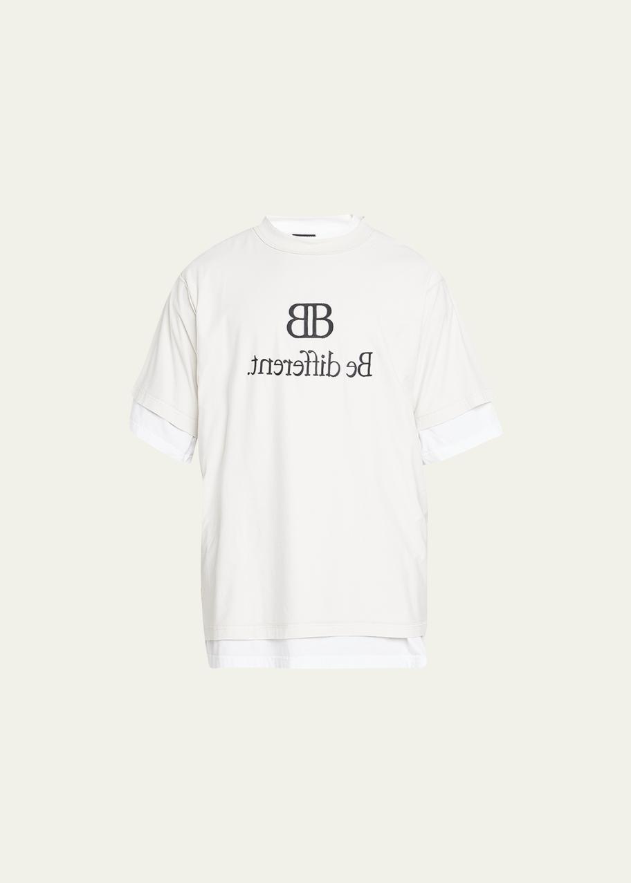 Balenciaga Men's Be Different Long Layered T-Shirt - Bergdorf Goodman