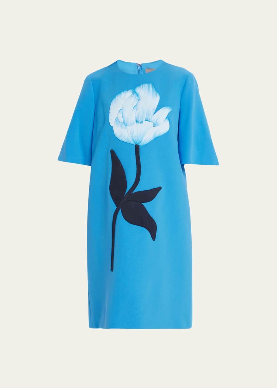 Lela Rose Tunic Dress with Oversize Floral Detail - Bergdorf Goodman